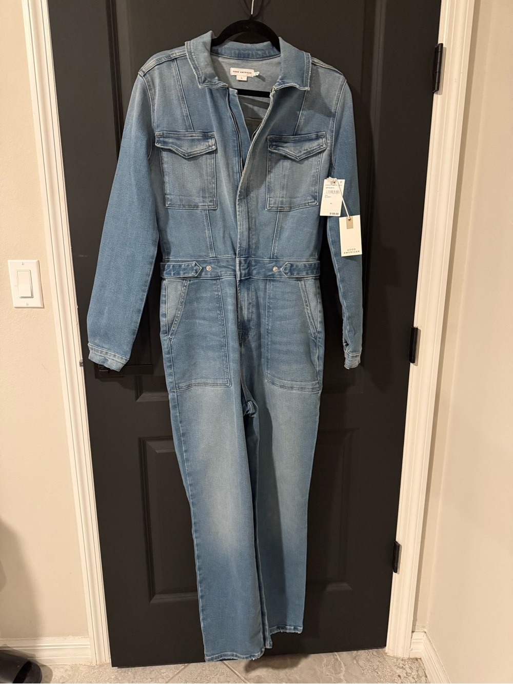 Good American Light Blue Denim Jumpsuit
